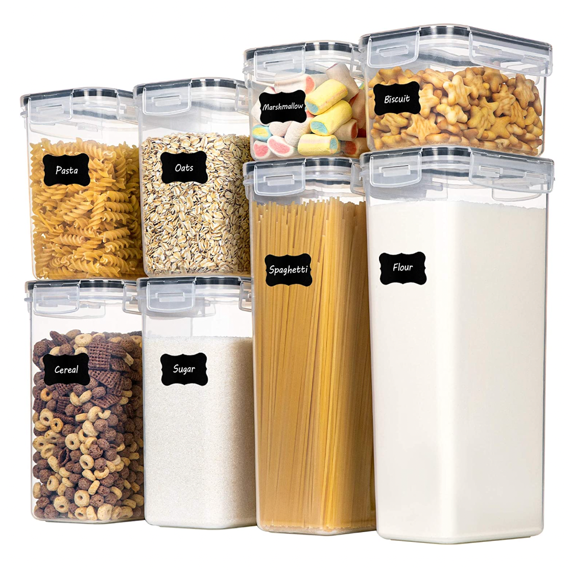 Airtight Food Storage Containers (Set of 8 Tall/2.8 L Each) for