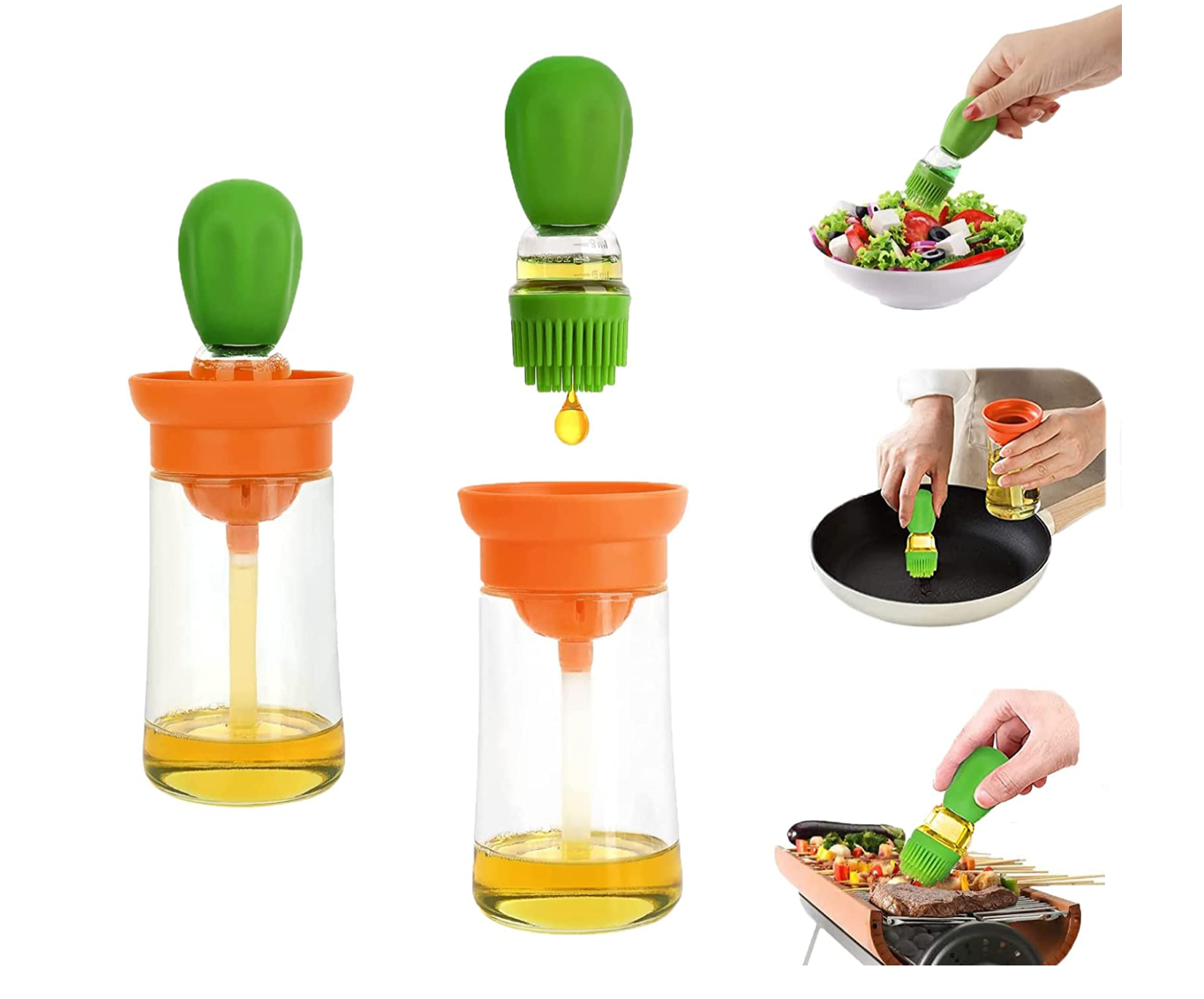 Kitchen Oil Dispenser Bottle Cooking Glass Olive Oil Dispenser Silicone  Dropper