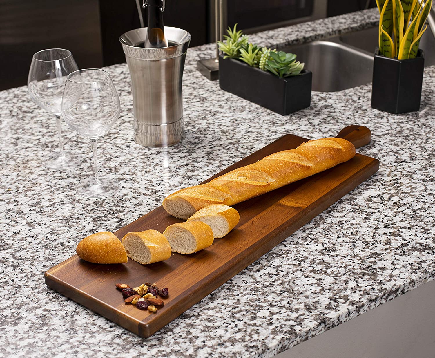 Tanlade 16 Pieces Acacia Wood Cutting Board with Handle Chopping Boards  Decorative Charcuterie Platter Pizza Serving Tray Cheese Fruit Board for
