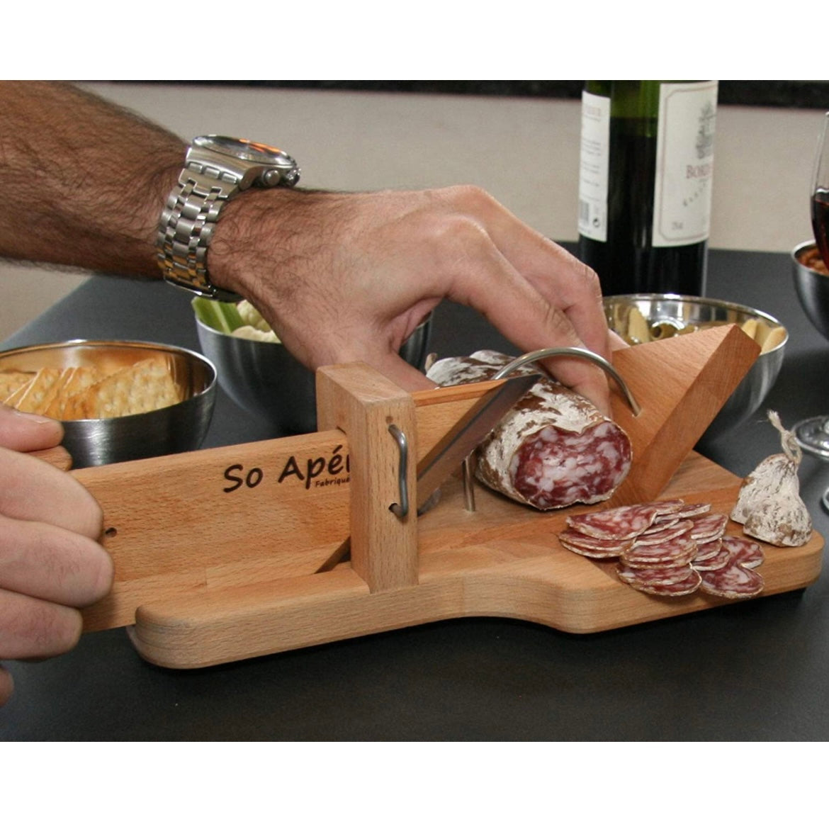 Charcuterie Box. Saucisson Sausage Storage Box With Chopping Board Lid.  Jean Dubost Wooden Sausage Box. Laguiole Knife. Chorizo/sausage Box. 