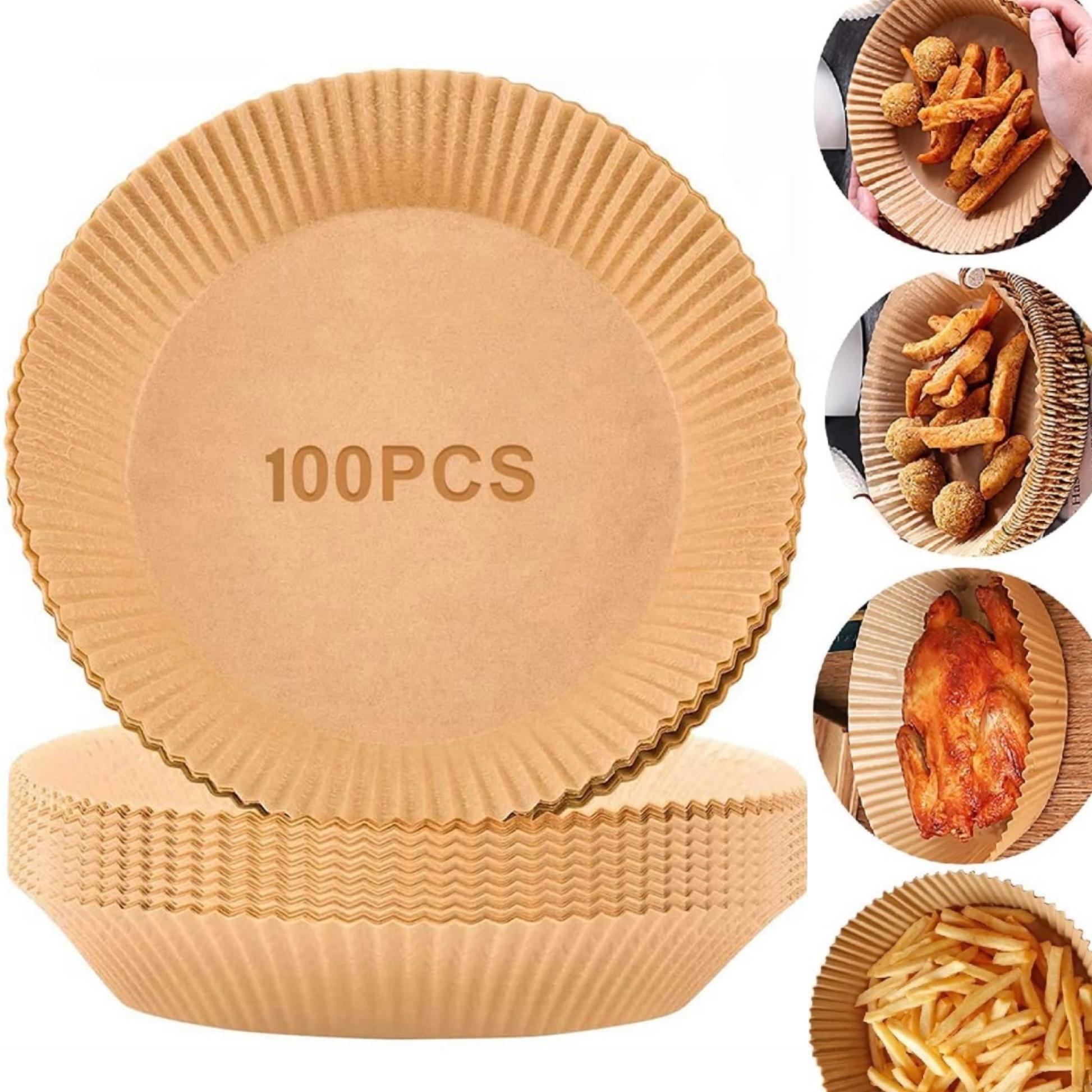 Air Fryer Liners, 100PCS, 6.3in [3 Sizes], Air Fryer Disposable Parchment Paper  Liner, Parchment Paper Liner 