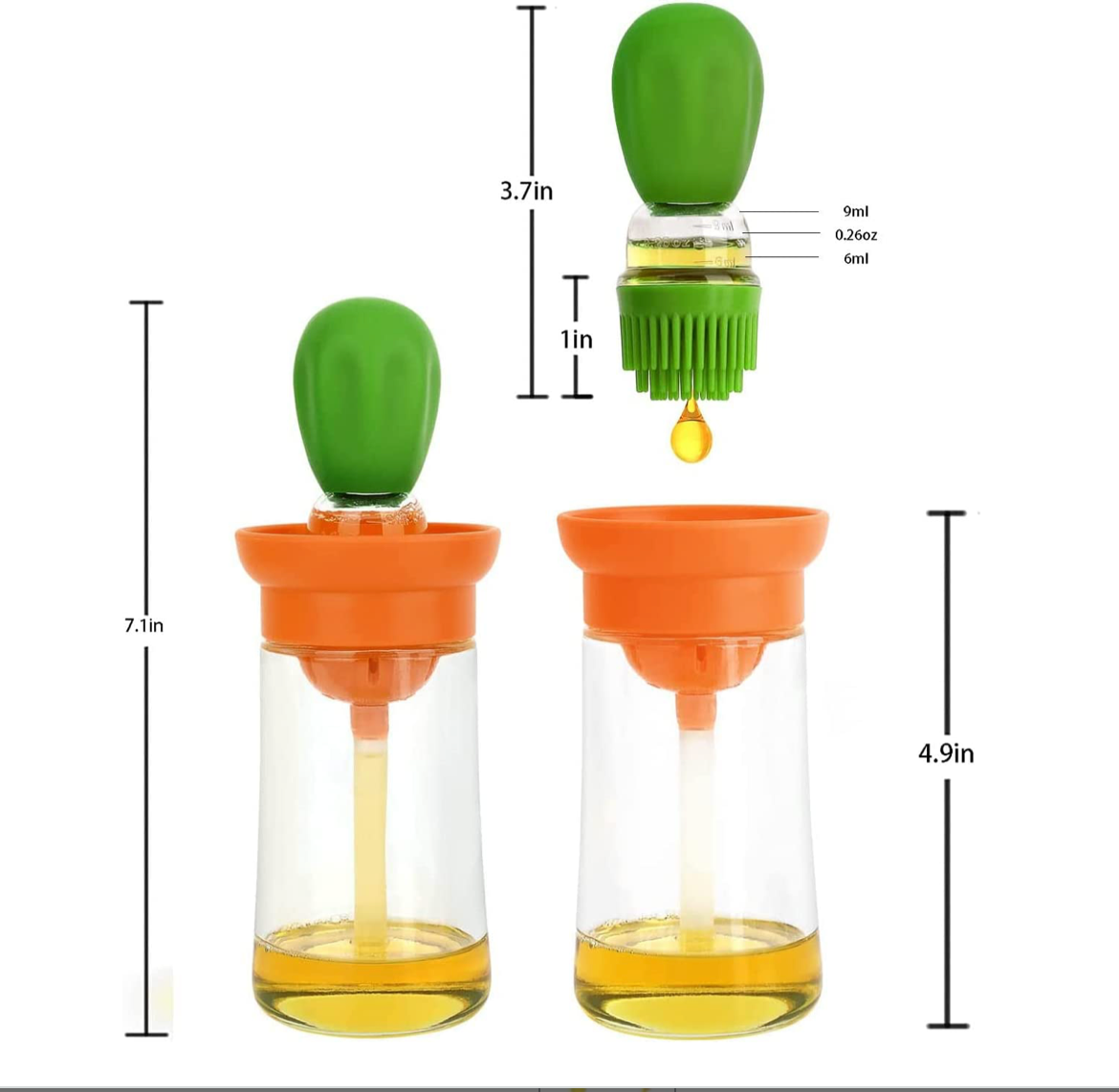 Dropship 1pc Kitchen Oil Dispenser Bottle With Brush 2 In 1 Olive Oil  Dispenser Bottle With Silicone Basting Brush And Dropper Glass Oil Bottle  Convenient Cooking Oil Dispenser to Sell Online at